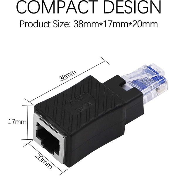 Cat5e/cat6 Rj45 Ethernet-adapter 2-pack Rj45/8p8c Hane till Hona 90 Grader Höger Vinkel Ethernet-adapter Stödjer Cat6/cat5e (Ethernet-adapter)