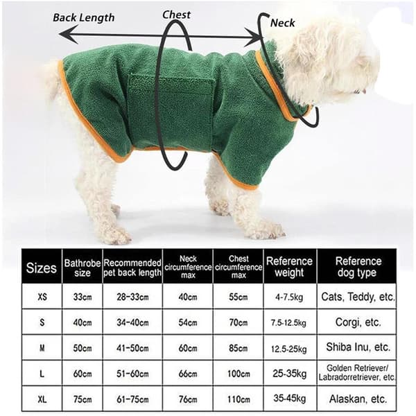 Superabsorberende Mikrofiber Hundebadekåpe, Hurtigtørkende Hundebad
