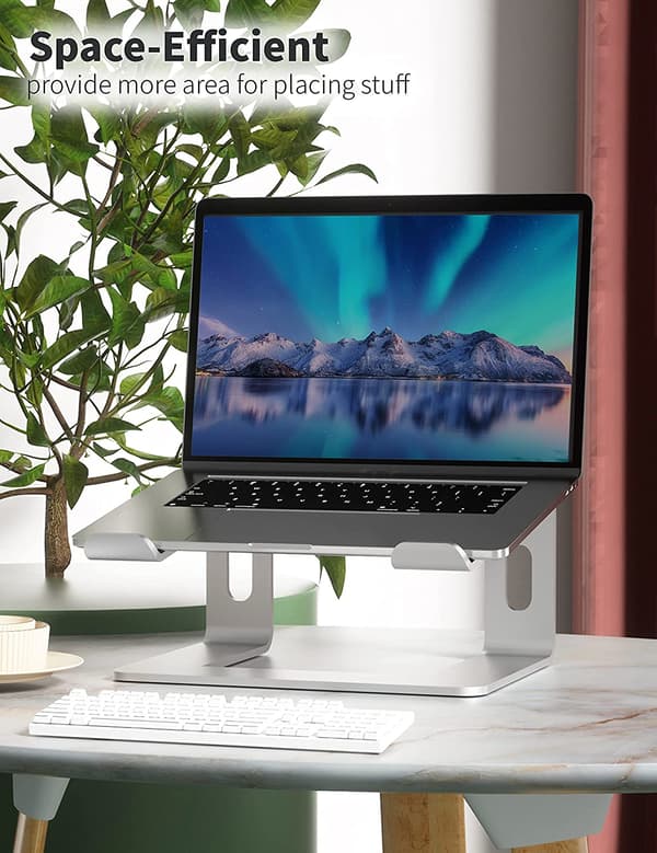 Bærbar computerstander, aluminium computerforhøjer, ergonomisk bærbar computerforhøjer, metalstander, passer til 10-15,6 tommer bærbare computere (sølv)