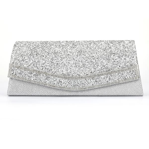 Glitrende sølv håndleddveske for kvinner Glitter brud clutch veske for bryllup A916-736 Silver