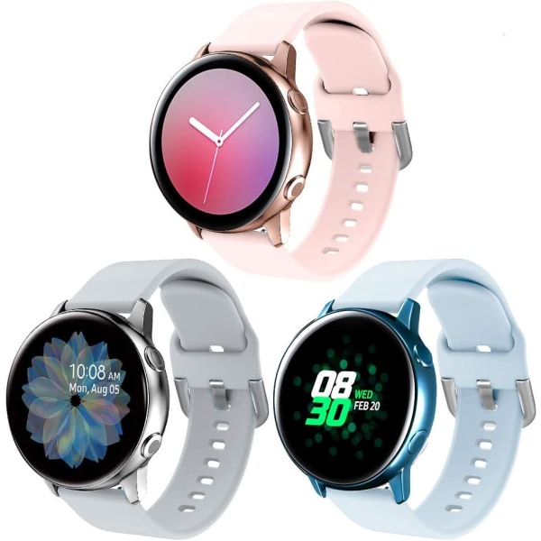 Silikonarmband Kompatibel med Samsung Galaxy Watch 3 41mm Rem/Active Rem 40mm/Active Rem 2/Galaxy Watch 42mm Rem, Kvinnor Män Mjuk Silikon Spo