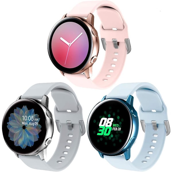 Silikone Rem til Samsung Galaxy Watch 3 41mm Rem/Active Rem 40mm/Active Rem 2/Galaxy Watch 42mm Rem, Kvinder Mænd Blød Silikone Spo