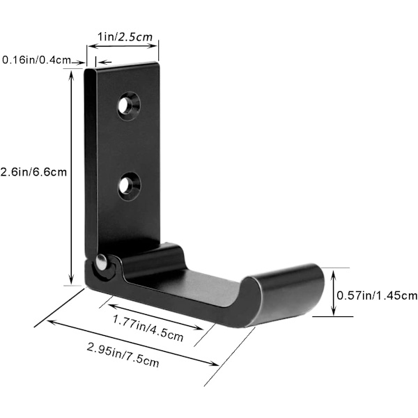 6 stk. Mat Sort Væghængt Krog Badeværelse Håndklæde Krog Heavy Duty Hardware Aluminium Legering Vægkrog DIY Frakkebøjle Krog N