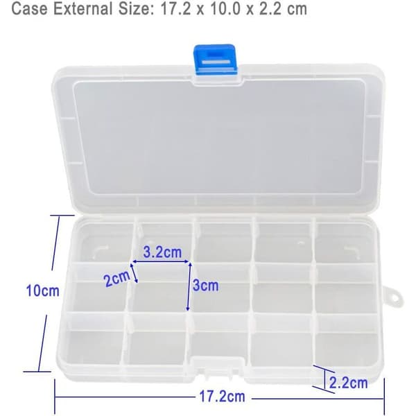 Husholdnings multi-grid transparent opbevaringsboks smykkeskrin medicinboks (15 gitre),