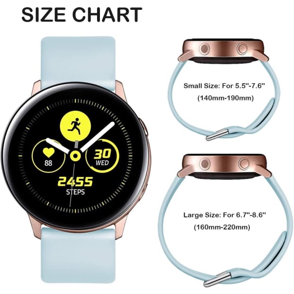 Rem för Samsung Galaxy Watch Active / Active2 40mm / 44mm, 20mm mjuka silikonersättningsremmar kompatibla med Samsung Galaxy Watch 42