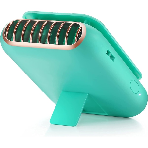 Minifläkt, USB uppladdningsbar med 3 justerbara hastigheter Bärbar fläkt, Tyst liten snoddfläkt, för hem, kontor, resor (grön)