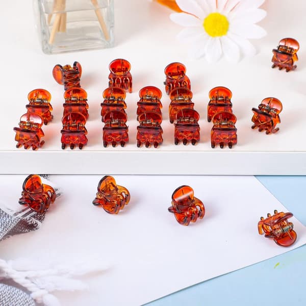 24 st Mini Hårklämmor, 1,5 cm (Brun) Små Halkfria Plast
