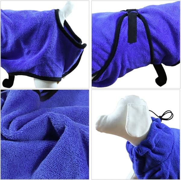 Blød Mikrofiber Hundebadekåbe (XL: 75 cm kropslængde), super
