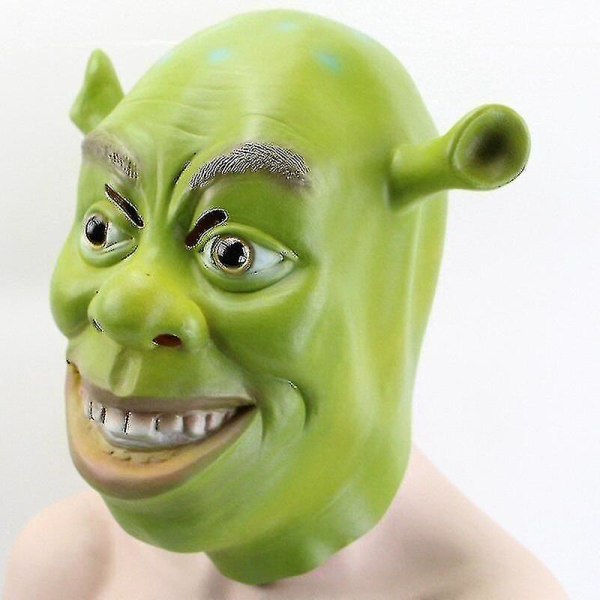 Grön Shrek Latex Mask - Film Cosplay Rekvisita - Vuxen Djurfestmask för Halloweenfestkostym Maskeradklädsel