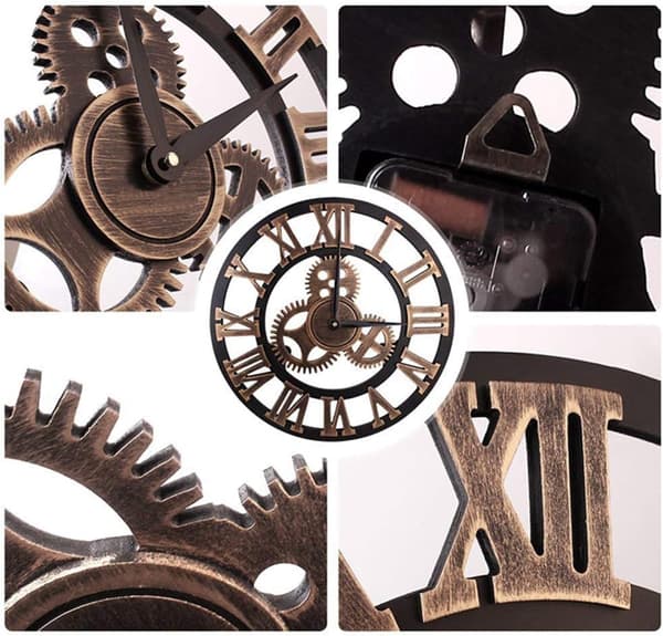 Väggpendelklocka i vintage-stil - diameter 40 cm - industriell växeldesign