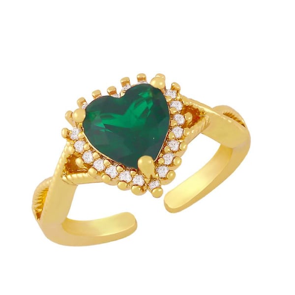 Ring Vintage Zircon Heart Stud Modesmycken Ac10690 Green