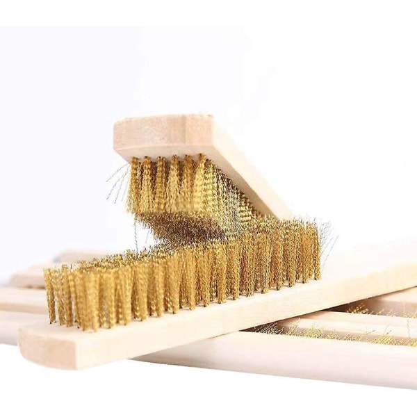 6 Pcs Brass Brush, Wire Brush Set, Wire Brush With Brass Bristles 200mm, Brass Wire Brushes, For Cleaning Sweat Stains, Rust And Deep Cleaning