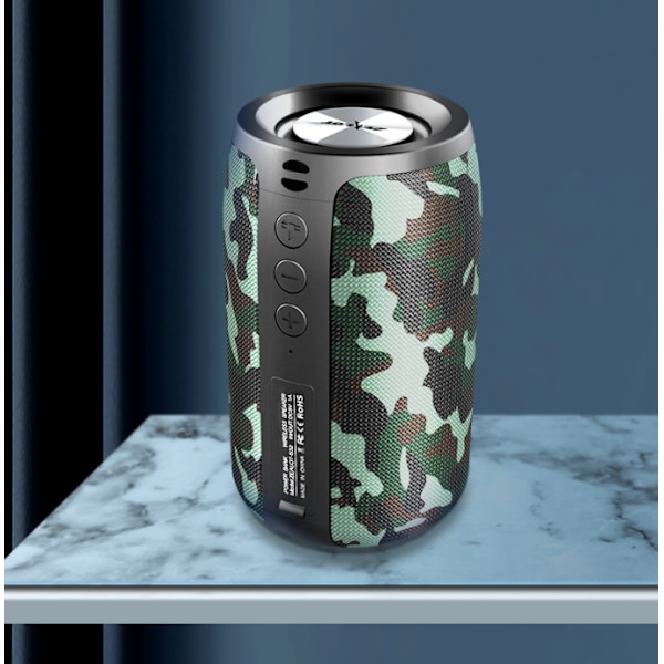 Trådlös Bluetooth-högtalare, bärbar liten subwoofer-högtalare för utomhus (regnkamouflage)