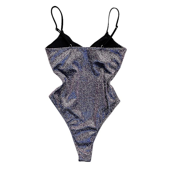 Glitterende Monokini Badedrakt for Kvinner med Push-Up Effekt, Endelt Badetøy Purple M