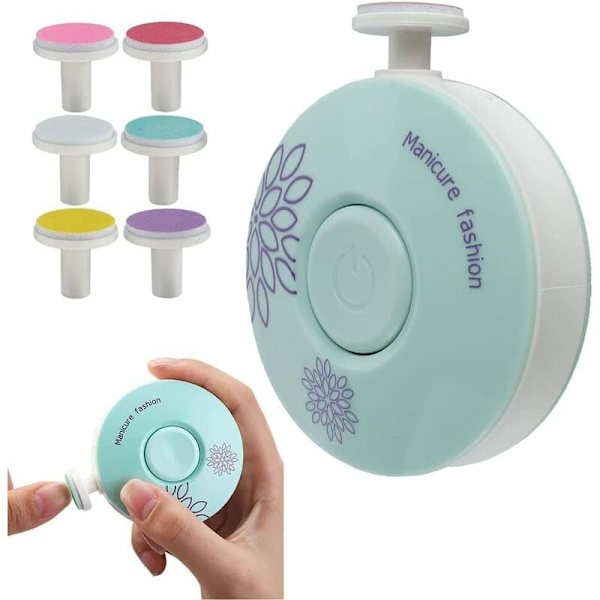 Mintgrön [6 Sliphuvuden] Engelsk Version Elektrisk Nagelsalongs Utrustning Barn Baby Säkerhet Nagelklippare Nagelsalong Lämplig