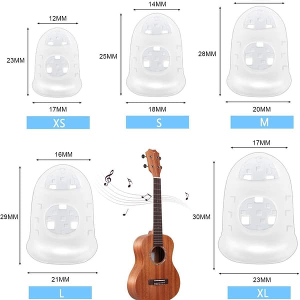 Silikon Fingerskydd Gitarr, 40 Stycken 4 Storlekar Halkfria