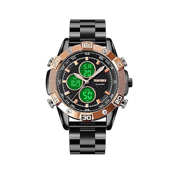 Herrmode Sport Kvarts Dubbel Display Digital Vattentät Klocka 1838