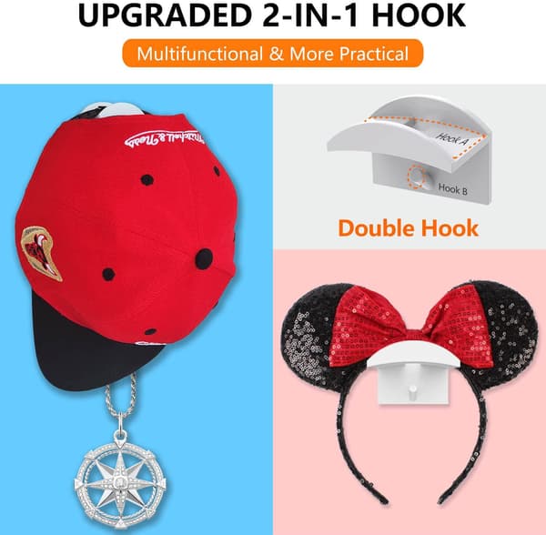 10 stycken (vit) hattkrokar väggmonterad hatt- och perukhållare