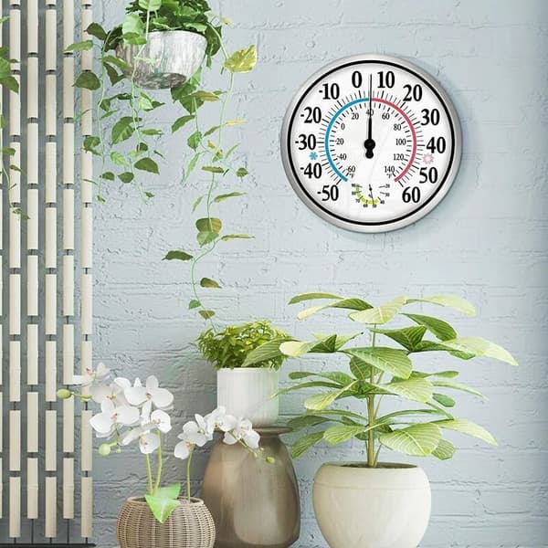 12-tums utomhustermometer – 2-i-1 trådlös väggmonterad termometerhygrometer – Område -50 till 60 °C – Noggrannhet +/- 2 °C