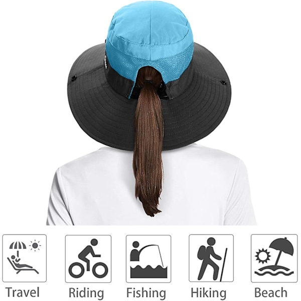 2-pack Damhatt med UV-skydd, bredbrättad Boonie-hatt, hopfällbar, för fiske och vandring Pink   Sky Blue