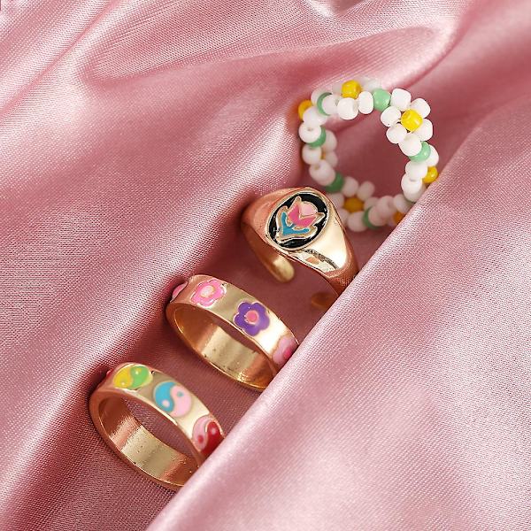Ringe Sæt Farverigt Sommer Mode Smykker B2488 SJZ302
