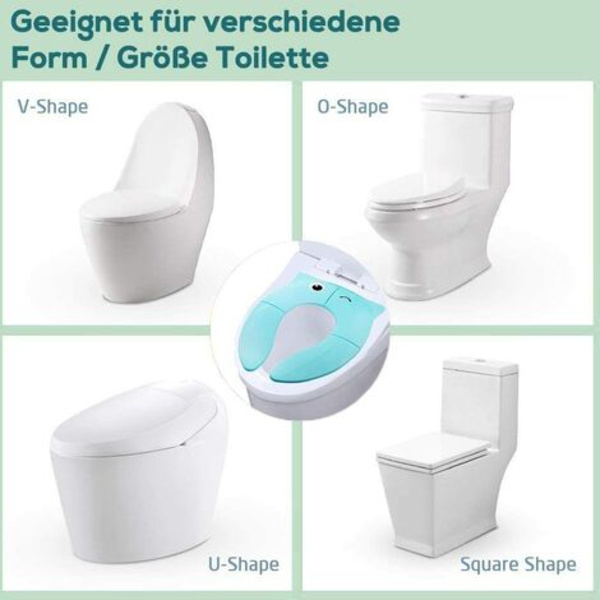 Børnefoldbar rejsetoiletreduktion bærbar babytoiletsæde komfort PP-materiale med 4 skridsikre silikonepuder og 1 taske
