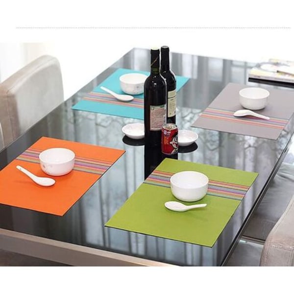 Set med 6 vaskbare plassmatter, skitt- og varmebestandig PVC, 45 x 30 cm, vinyl, oransje, 45 x 30 cm