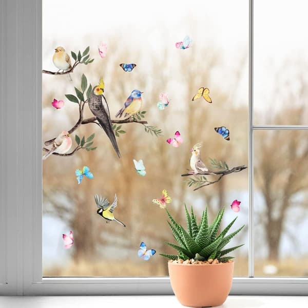 Dobbeltsidige Forårs- og Sommerstemte Glasmaleristickers til Glas
