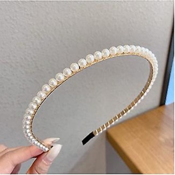 Korea Style Pearl Beaded Hair Hoop Hovedbånd Dame 2