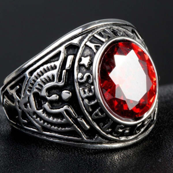 Punk Ring Oval Form Inlagd med Strass Klassisk Punk Ring för Fest Black 11