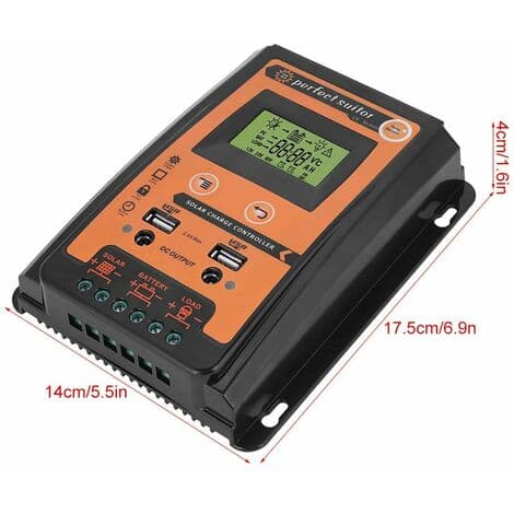 Solcelleladeregulator Solpanel Batteriregulator Dobbelt USB LCD-skærm 12V/24V 30A50A MPPT(30A)