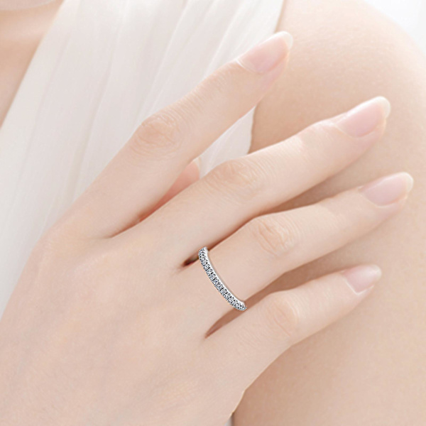 Elegant Damring i Modern Stil, Silver Effekt, Snygg Smycke för Kvinnor Platinum US 8 A