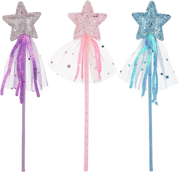 3-pack Glimmande Stjärnstav Prinsessa Ängel Fée Stjärnstav Flickor