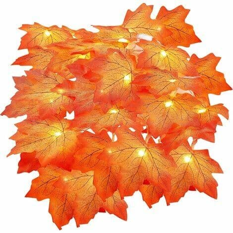 Høstdekorasjon, 2M 20LED Blad Fall Deco Lyslenke, Halloween Dekor Lyslenke Batteridrevet for Ha