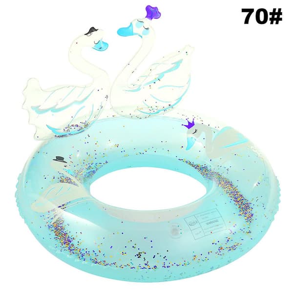 Uppblåsbar Glitter Svan Badring Rolig Tvilling Svanar Pool Float, Barn Pool Float På Sommaren Green 70