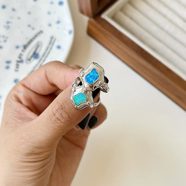 Ring i Silver S925 för Dagligt Outfit, Mode Smycke Ac7581 Blue