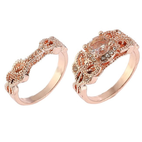 1 sæt Lady Ring Rhinestone indlagt Vintage Legering Rund Kvinder Circlet til Forslag US 11