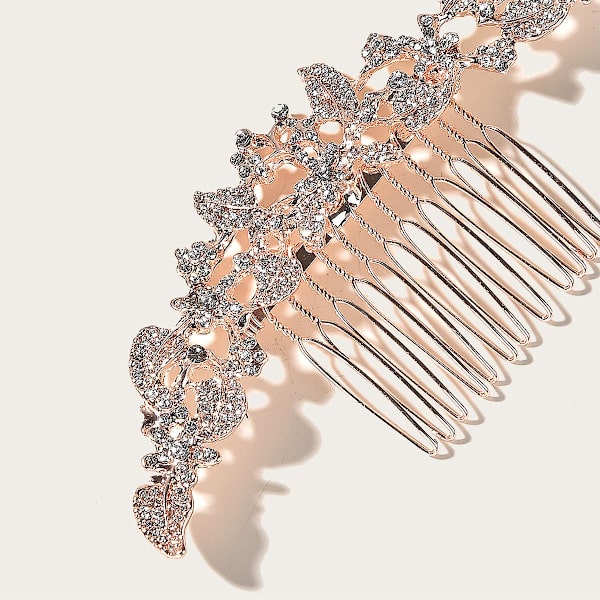 Rhinestone hårkam med romantisk design, let, holdbar, langtidsholdbar og behagelig at have på Rose Gold