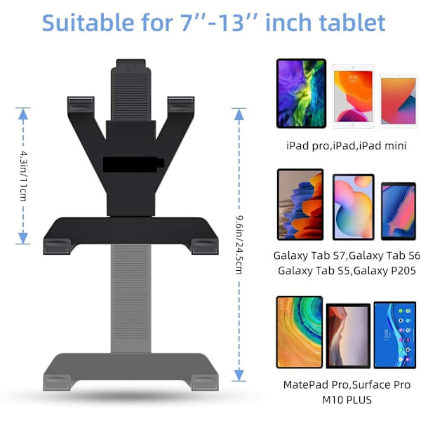 Universal Bilinstrumentbräda Tablethållare, 360 Graders Rotation, TPU Sugkopp Limpinne, Kompatibel med iPad Mini 4/3/2/