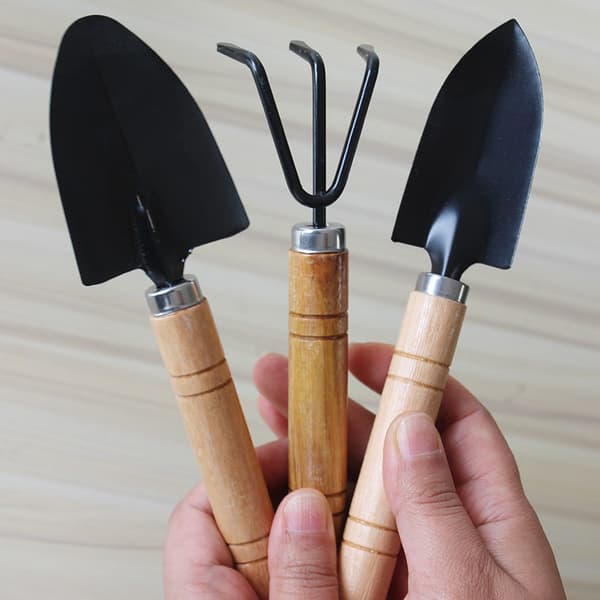 3 stk. Mini hageredskaper, lite rake- og spadesett, liten