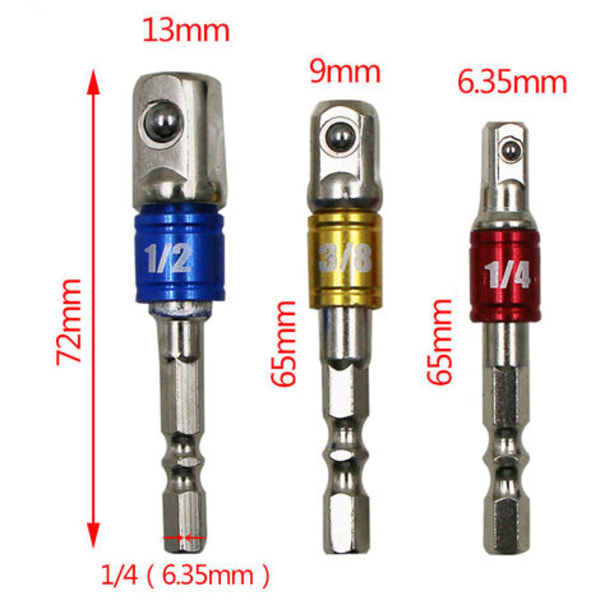 Biterholderadapter for drilldriver, fargesett med forlengelsessett med sekskantskaft, høyhastighets bore-/skrumaskindriver 1/4