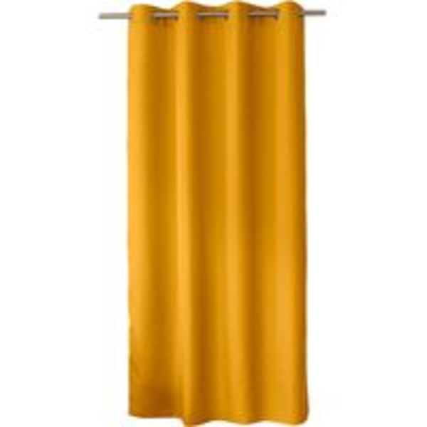 Ensfarget gardin med maljer \"Basic\" 132x244cm Sennepsgul