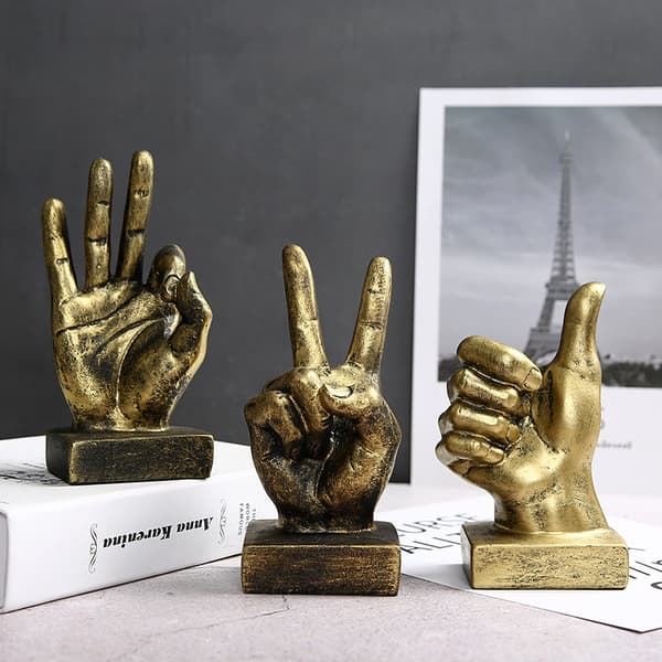 1 x gull gest bordstatue, gull finger skulptur, finger