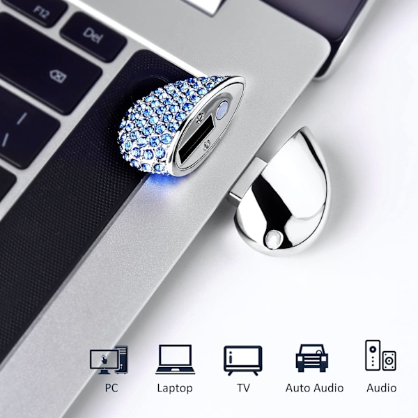 Hjärtformad U-disk (32 GB blå diamant hjärta),