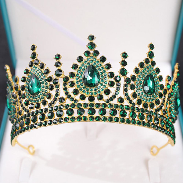 Alloy Rhinestone Crown Point Diamond Halvsirkel Hodebånd Bryllupstilbehør Green