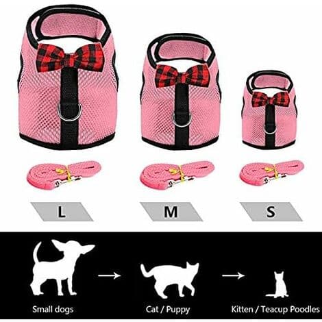 Sele til kaniner med elastisk snor, velegnet til små kæledyr (L: Bryst (35-40cm), Pink)