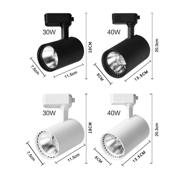 Fokusspårlampa, COB Zoom-spotlight, Bakgrundsväggmonterad Mall-spotlight, Spårspotlight (6500K Kallt vitt ljus, 20W Svart skal Fokus)