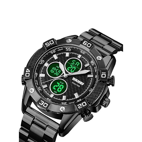 Mænds Mode Sports Quartz Dobbelt Display Digital Vandafvisende Ur 1838