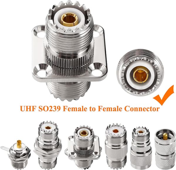 Stykker SO239 Skotstik, UHF Hun til UHF Hun 4-Huls Panel Flange Chassis Monteringsstik