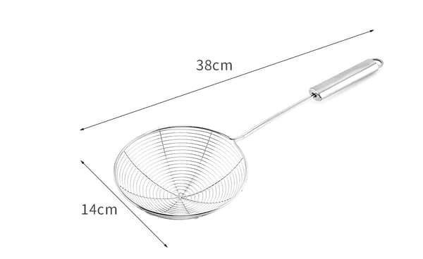 Rustfrit ståltråd læknet, nudleske, stegeske, multifunktionel filternet (14 cm)